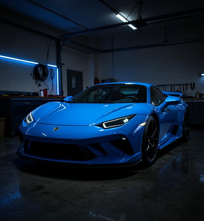 Blue sports car after ceramic coating