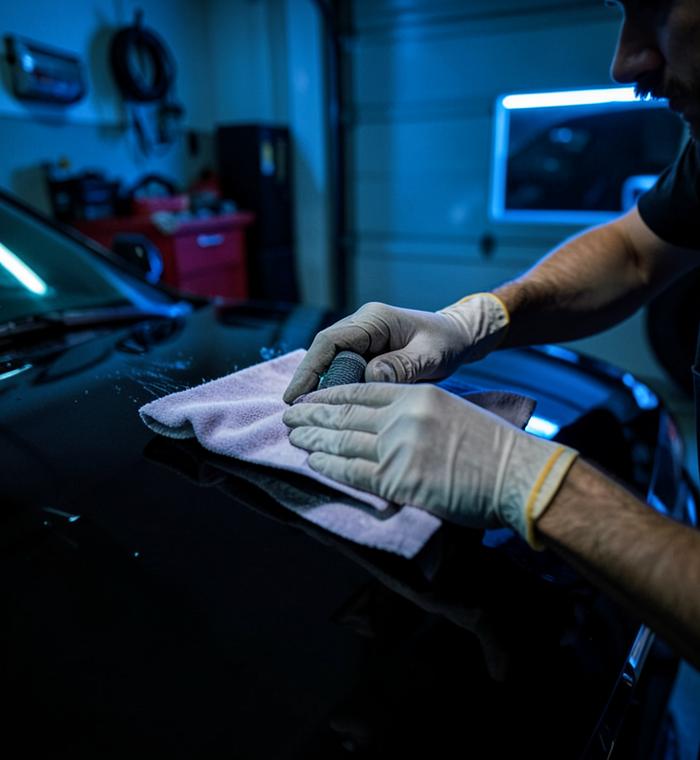 Technician performing paint correction