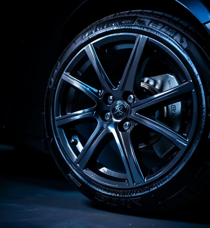 Alloy wheel and caliper detailing close-up